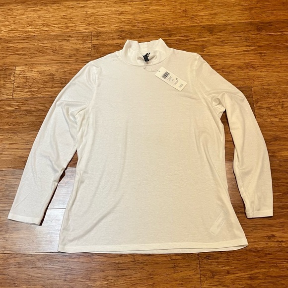 NWT Eileen Fisher Micro Tencel Rib Stretch White Long Sleeve Mock Turtleneck Top - Picture 1 of 13